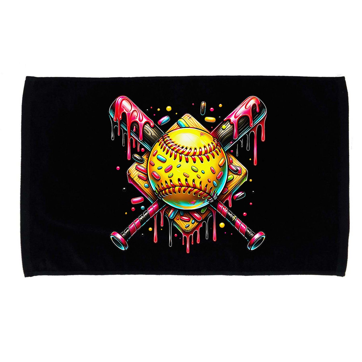 Softball Bat Ice Cream Dripping Baseball Home Plate Drip Microfiber Hand Towel