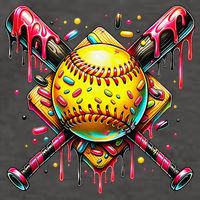 Softball Bat Ice Cream Dripping Baseball Home Plate Drip Vector Backpack