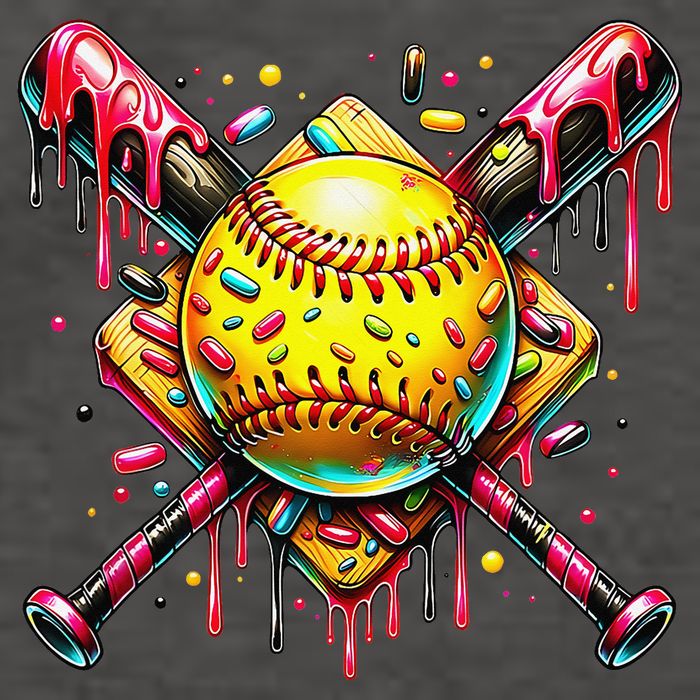 Softball Bat Ice Cream Dripping Baseball Home Plate Drip Vector Backpack