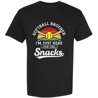 Softball Brother Im Just Here For The Snacks Retro Softball Garment-Dyed Heavyweight T-Shirt