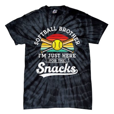 Softball Brother Im Just Here For The Snacks Retro Softball Tie-Dye T-Shirt