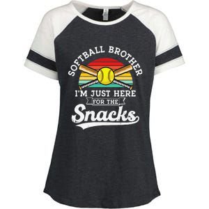 Softball Brother Im Just Here For The Snacks Retro Softball Enza Ladies Jersey Colorblock Tee