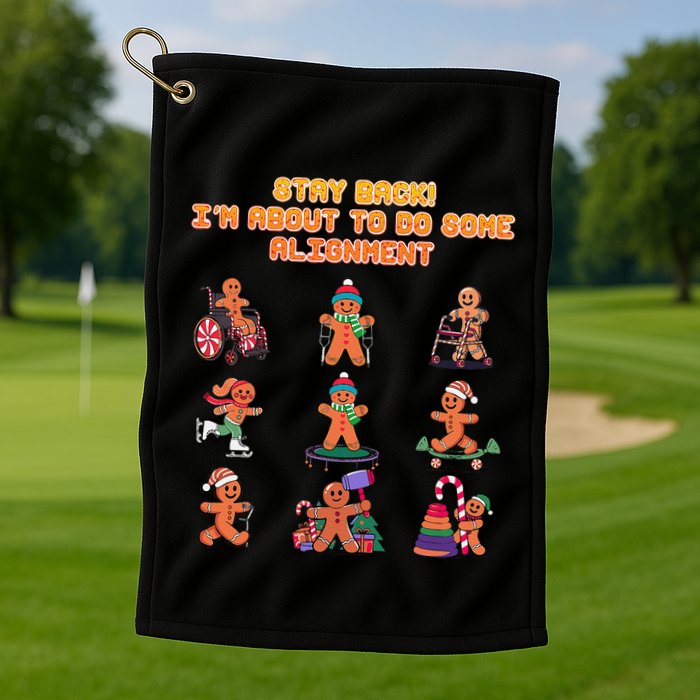 Stay Back Im About To Do Some Alignment Funny Chiropractor Golf Towel
