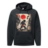 Samurai Bigfoot Japanese Vintage Graphic Ukiyo E Art Performance Fleece Hoodie