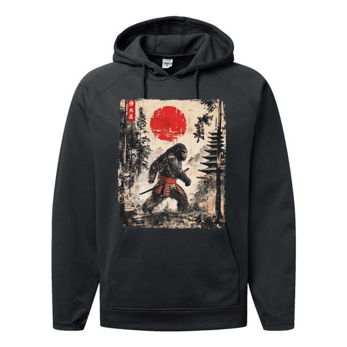 Samurai Bigfoot Japanese Vintage Graphic Ukiyo E Art Performance Fleece Hoodie