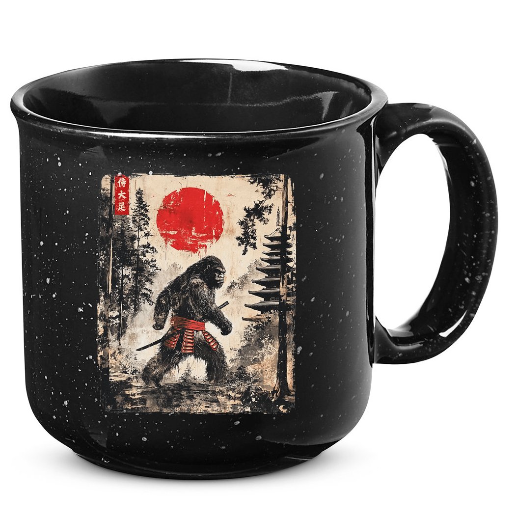 Samurai Bigfoot Japanese Vintage Graphic Ukiyo E Art 15oz Campfire Ceramic Mug
