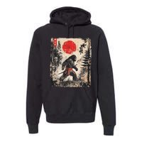 Samurai Bigfoot Japanese Vintage Graphic Ukiyo E Art Premium Hoodie