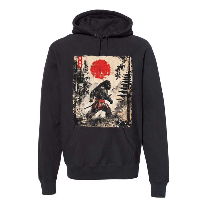 Samurai Bigfoot Japanese Vintage Graphic Ukiyo E Art Premium Hoodie