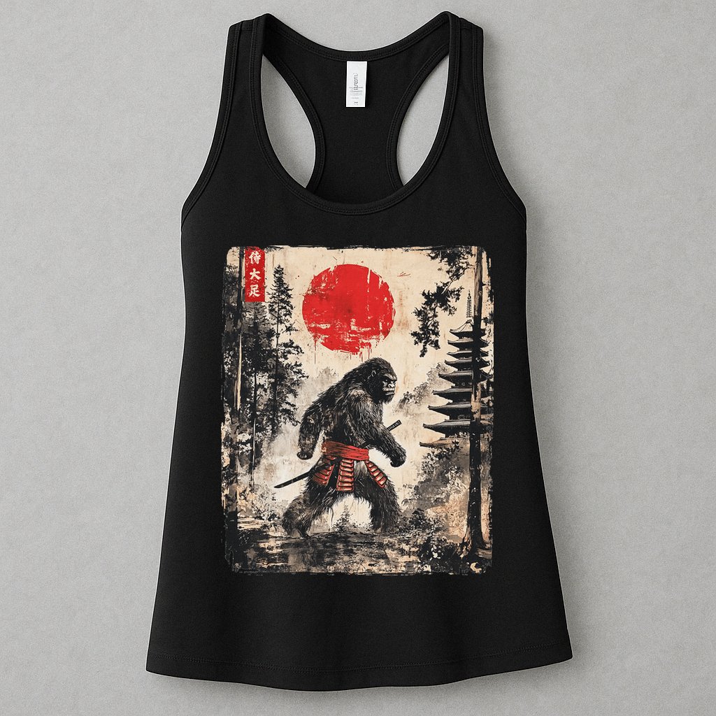 Samurai Bigfoot Japanese Vintage Graphic Ukiyo E Art Womens Tank Top