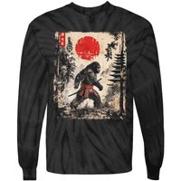 Samurai Bigfoot Japanese Vintage Graphic Ukiyo E Art Tie-Dye Long Sleeve Shirt