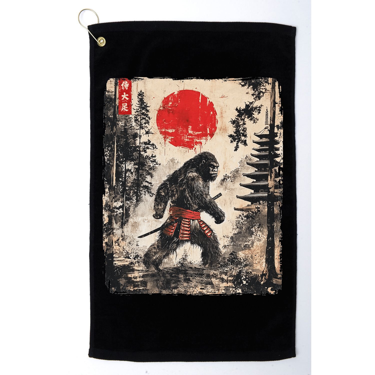 Samurai Bigfoot Japanese Vintage Graphic Ukiyo E Art Golf Towel
