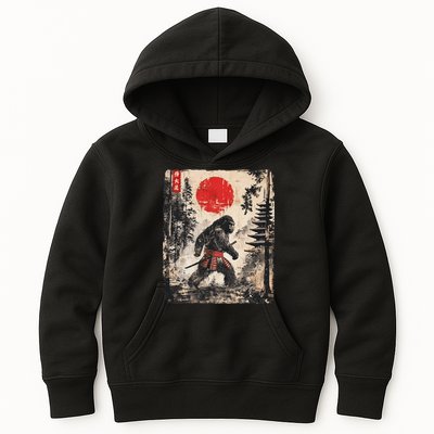 Samurai Bigfoot Japanese Vintage Graphic Ukiyo E Art Kids Hoodie
