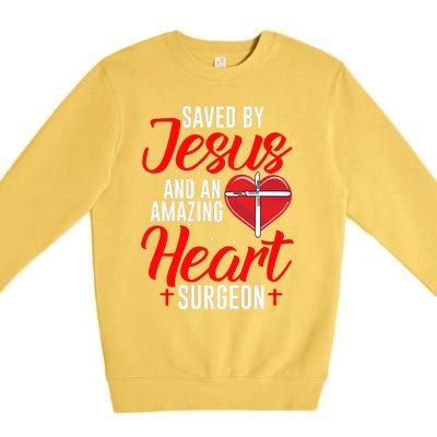 Saved By Jesus Open Heart Surgery Bypass Surgery Survivor Cool Gift Premium Crewneck Sweatshirt