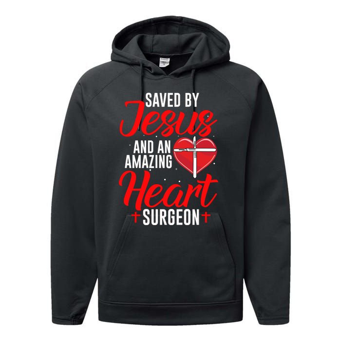 Saved By Jesus Open Heart Surgery Bypass Surgery Survivor Cool Gift Performance Fleece Hoodie