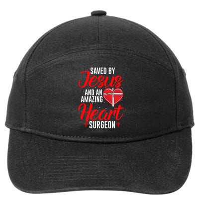 Saved By Jesus Open Heart Surgery Bypass Surgery Survivor Cool Gift 7-Panel Snapback Hat