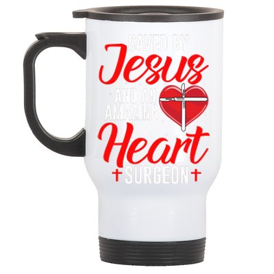 Saved By Jesus Open Heart Surgery Bypass Surgery Survivor Cool Gift Stainless Steel Travel Mug