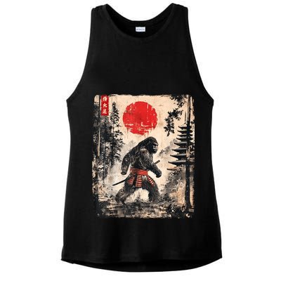 Samurai Bigfoot Japanese Vintage Graphic Ukiyoe Art Funny Ladies PosiCharge Tri-Blend Wicking Tank