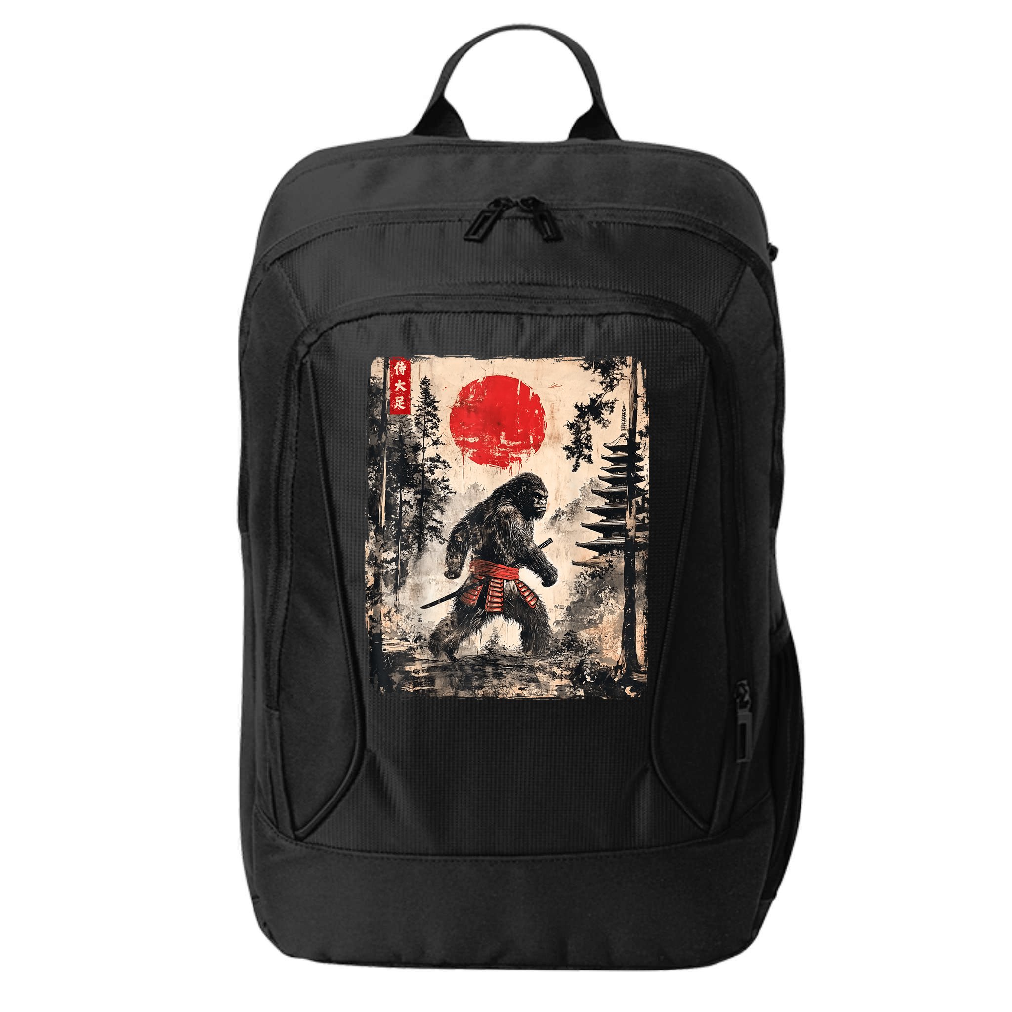 Samurai Bigfoot Japanese Vintage Graphic Ukiyoe Art Funny City Backpack