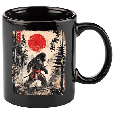Samurai Bigfoot Japanese Vintage Graphic Ukiyoe Art Funny 11oz C Handle Ceramic Mug