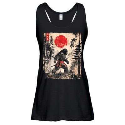 Samurai Bigfoot Japanese Vintage Graphic Ukiyoe Art Funny Ladies Essential Flowy Tank