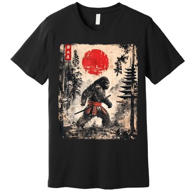 Samurai Bigfoot Japanese Vintage Graphic Ukiyoe Art Funny Premium T-Shirt