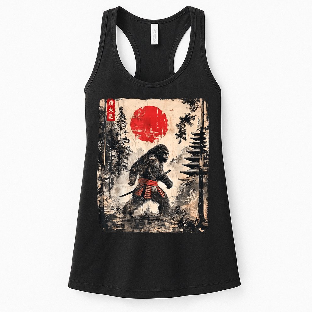 Samurai Bigfoot Japanese Vintage Graphic Ukiyoe Art Funny Womens Tank Top