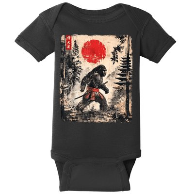 Samurai Bigfoot Japanese Vintage Graphic Ukiyoe Art Funny Baby Bodysuit