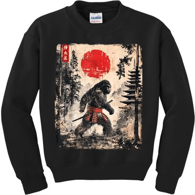 Samurai Bigfoot Japanese Vintage Graphic Ukiyoe Art Funny Kids Sweatshirt