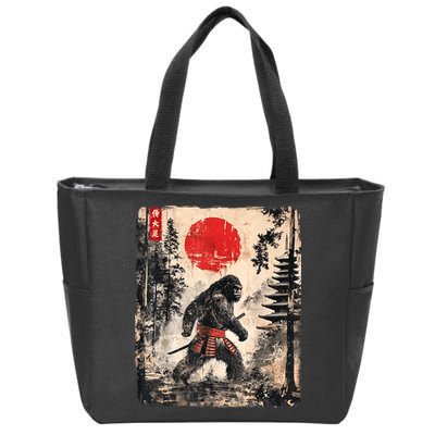 Samurai Bigfoot Japanese Vintage Graphic Ukiyoe Art Funny Zip Tote Bag