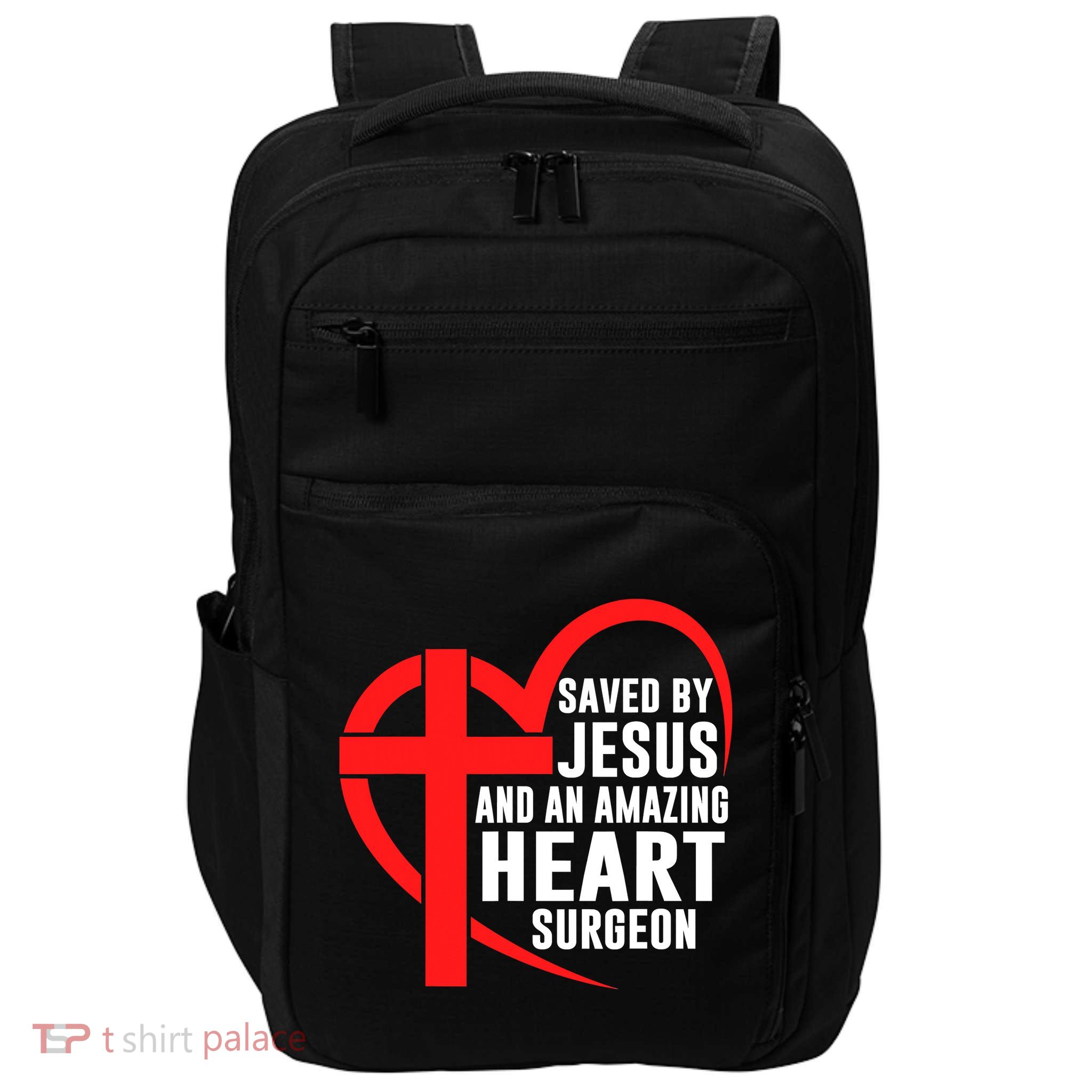 Saved By Jesus And An Amazing Heart Surgeon Christian Faith Impact Tech Backpack