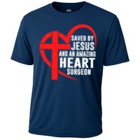 Saved By Jesus And An Amazing Heart Surgeon Christian Faith Cooling Performance Crew T-Shirt
