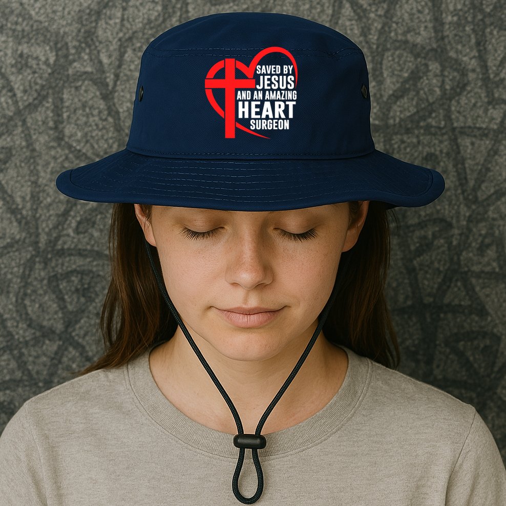 Saved By Jesus And An Amazing Heart Surgeon Christian Faith Bucket Hat