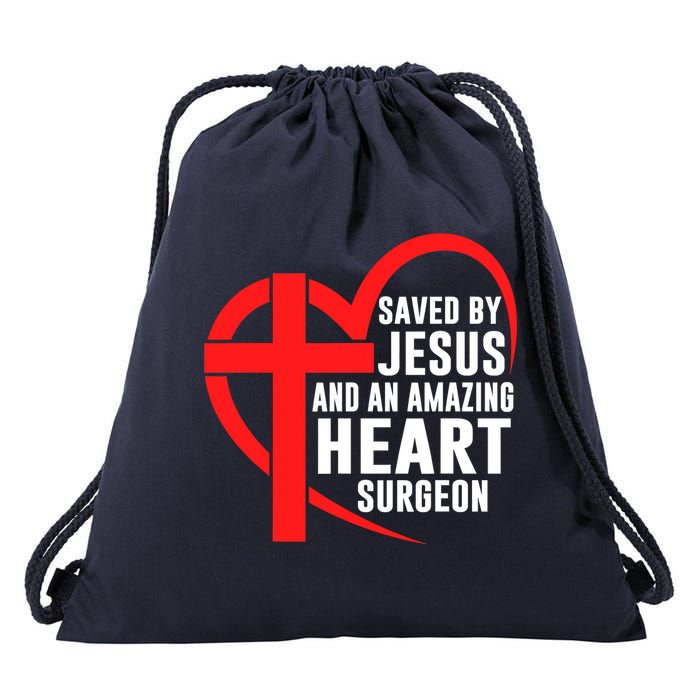 Saved By Jesus And An Amazing Heart Surgeon Christian Faith Drawstring Bag