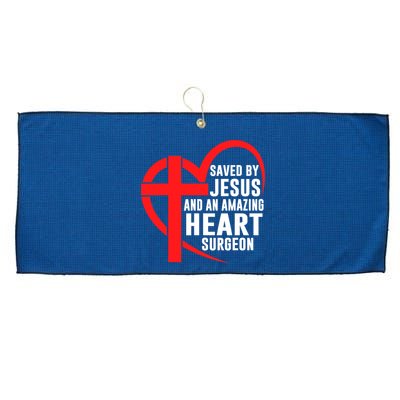 Saved By Jesus And An Amazing Heart Surgeon Christian Faith Large Microfiber Waffle Golf Towel