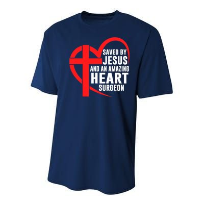 Saved By Jesus And An Amazing Heart Surgeon Christian Faith Youth Performance Sprint T-Shirt