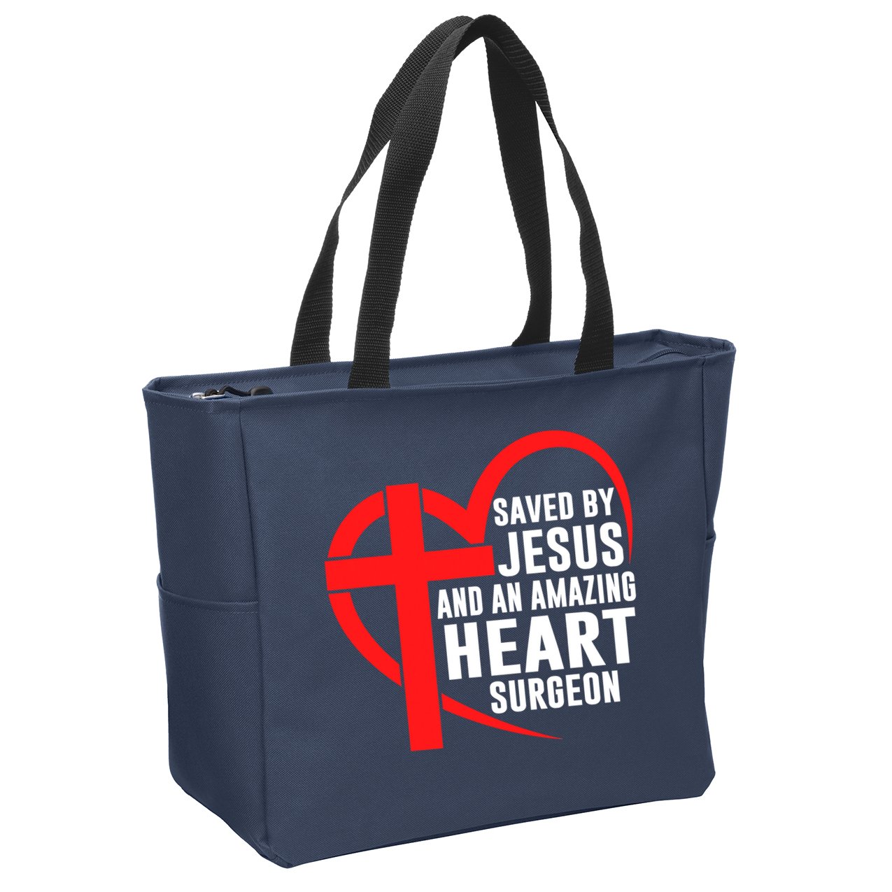 Saved By Jesus And An Amazing Heart Surgeon Christian Faith Zip Tote Bag