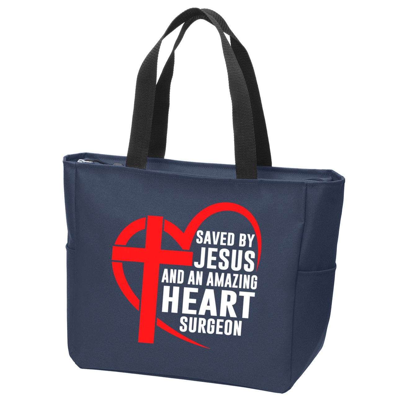 Saved By Jesus And An Amazing Heart Surgeon Christian Faith Zip Tote Bag