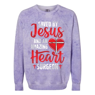 Saved By Jesus Open Heart Surgery Bypass Surgery Survivor Cool Gift Colorblast Crewneck Sweatshirt