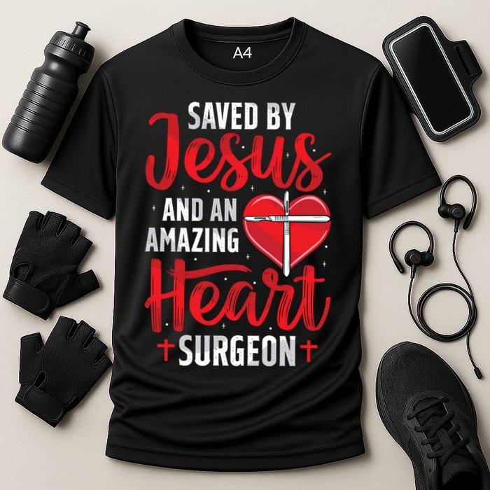 Saved By Jesus Open Heart Surgery Bypass Surgery Survivor Cool Gift Cooling Performance Crew T-Shirt