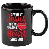 Saved By Jesus Open Heart Surgery Bypass Surgery Survivor Cool Gift 11oz C Handle Ceramic Mug
