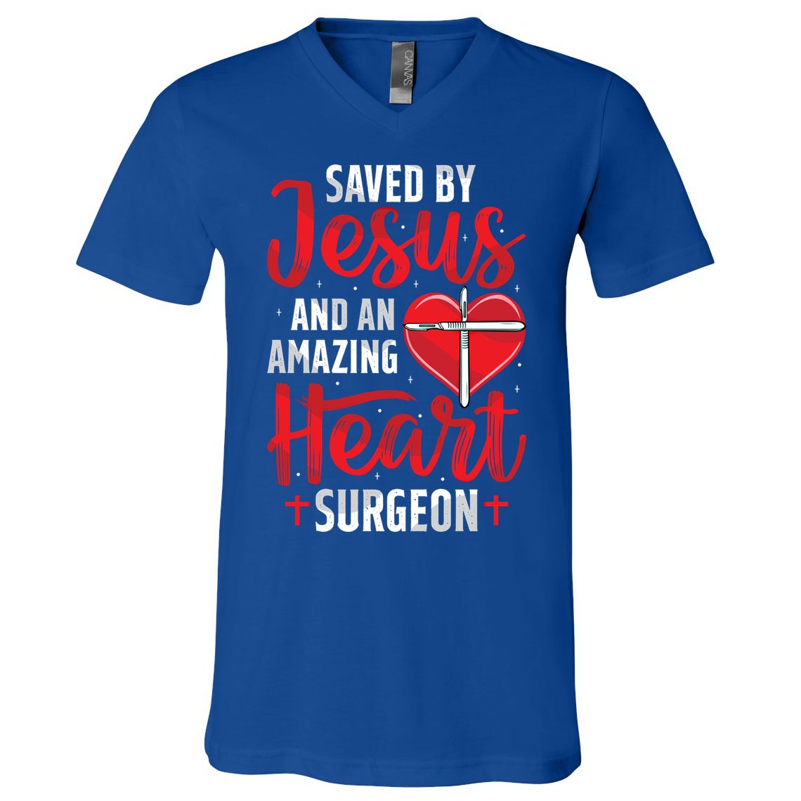 Saved By Jesus Open Heart Surgery Bypass Surgery Survivor Cool Gift V-Neck T-Shirt