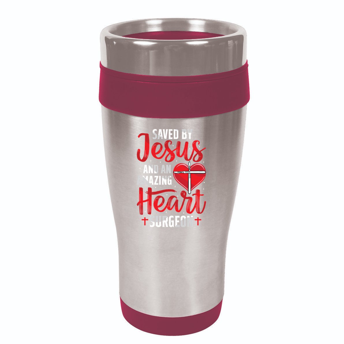 Saved By Jesus Open Heart Surgery Bypass Surgery Survivor Cool Gift 16oz Travel Tumbler