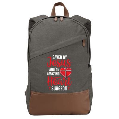 Saved By Jesus Open Heart Surgery Bypass Surgery Survivor Cool Gift Cotton Canvas Backpack