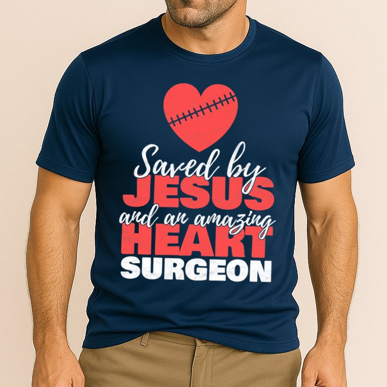 Saved By Jesus Heart Surgeon Surgery Survivor Cooling Performance Crew T-Shirt