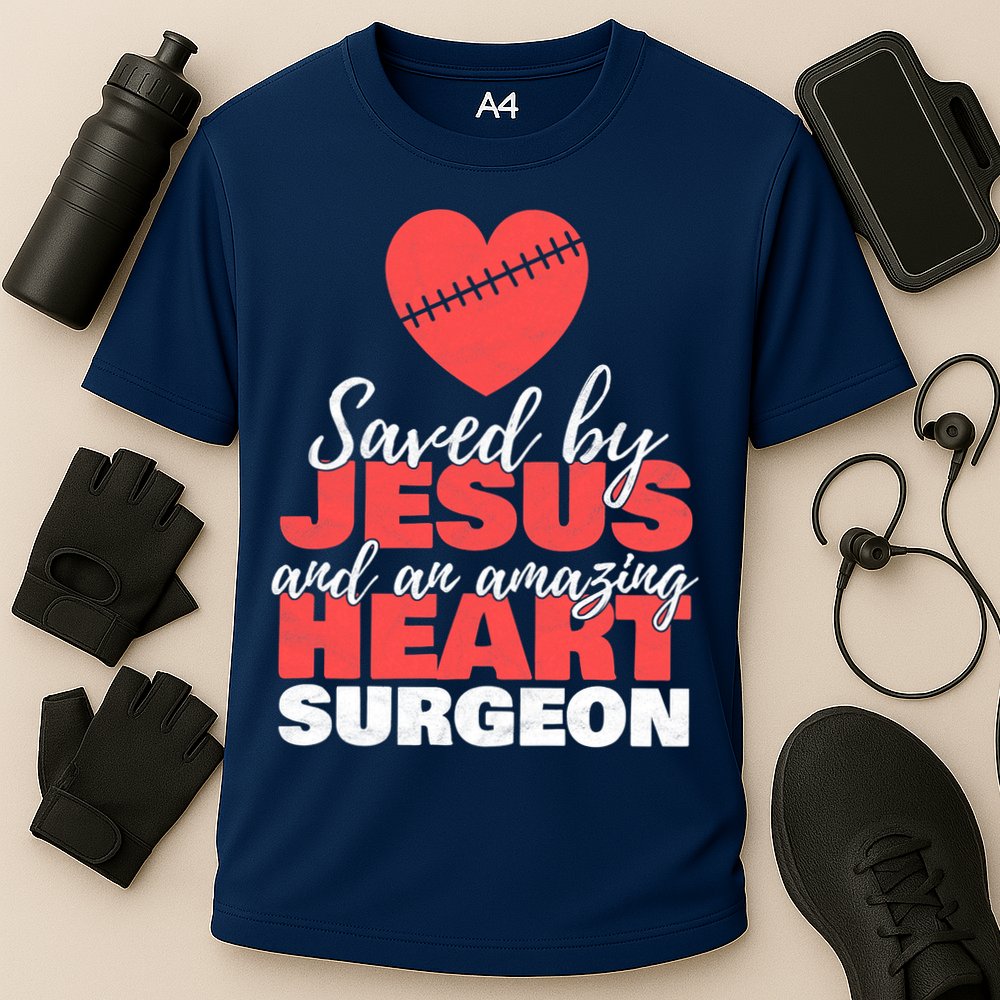 Saved By Jesus Heart Surgeon Surgery Survivor Cooling Performance Crew T-Shirt