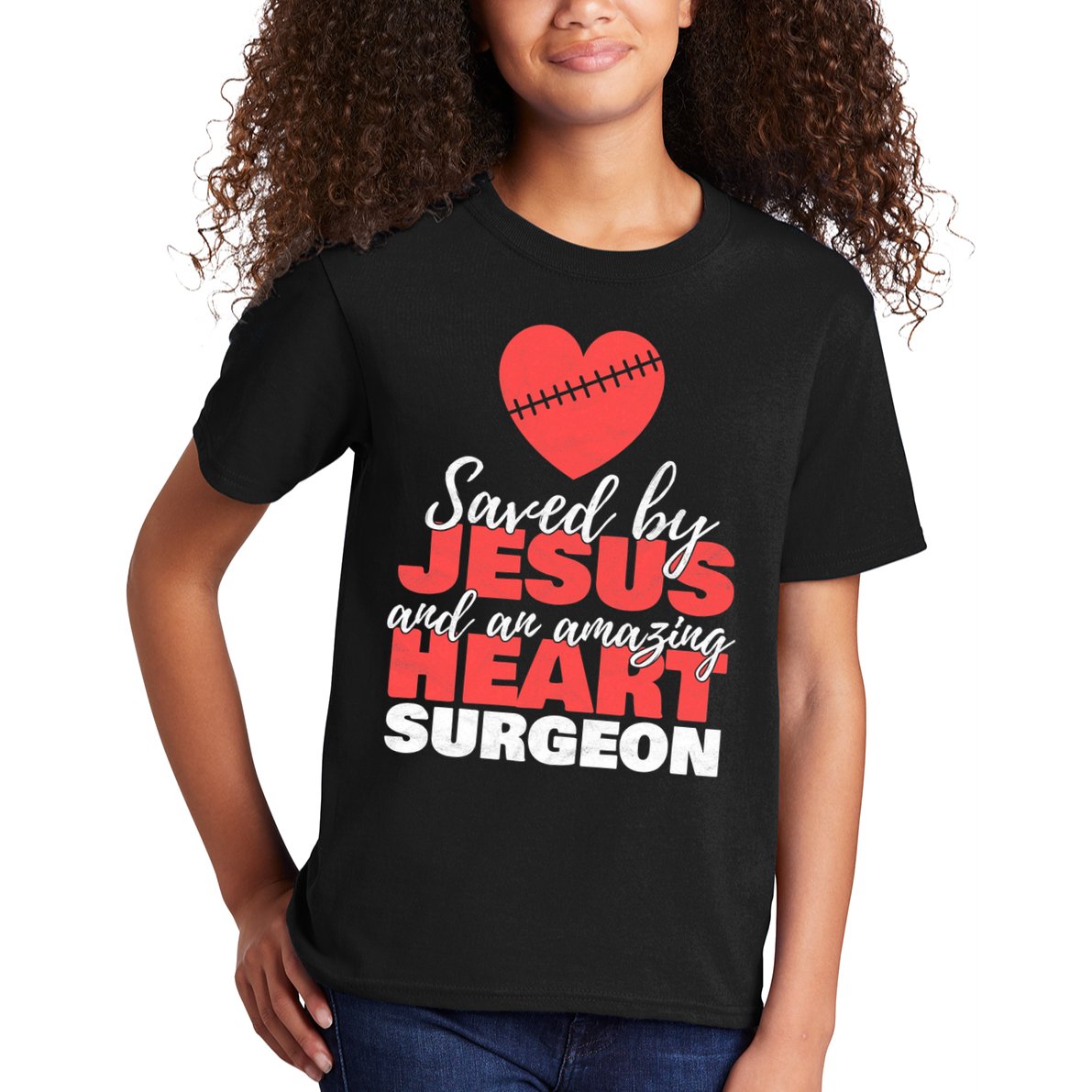 Saved By Jesus Heart Surgeon Surgery Survivor Kids T-Shirt