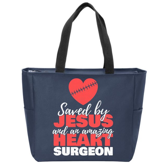 Saved By Jesus Heart Surgeon Surgery Survivor Zip Tote Bag
