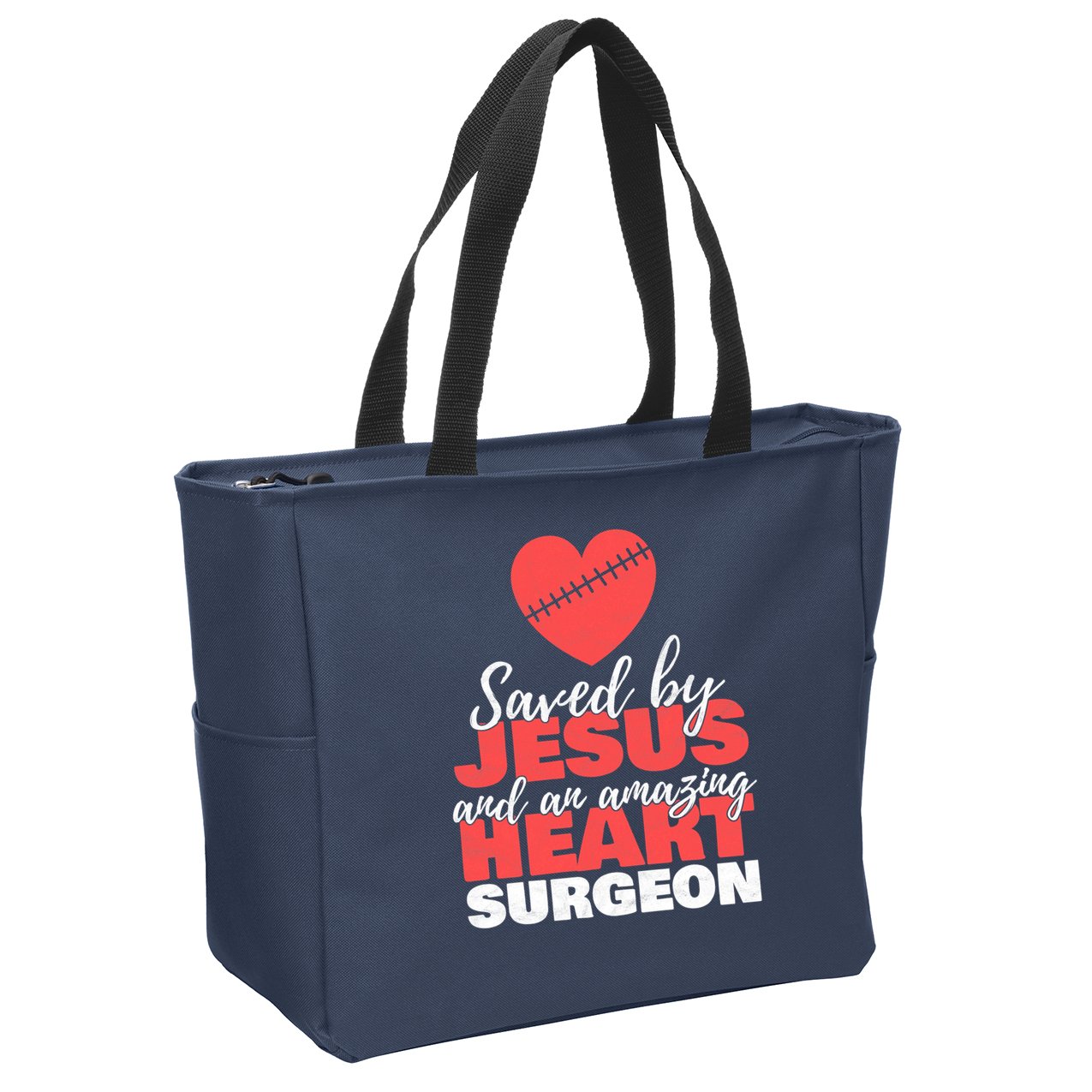 Saved By Jesus Heart Surgeon Surgery Survivor Zip Tote Bag