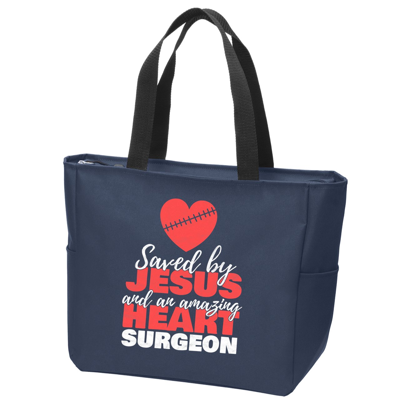 Saved By Jesus Heart Surgeon Surgery Survivor Zip Tote Bag