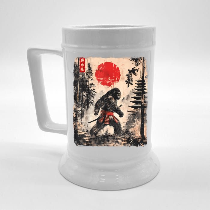 Samurai Bigfoot Japanese Vintage Graphic Ukiyoe Art Funny Beer Stein